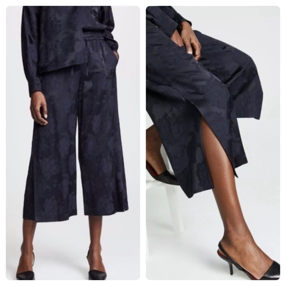 Vince Pants - Vince Jacquard Culotte Cropped Wide-Leg Pants Sz Medium
